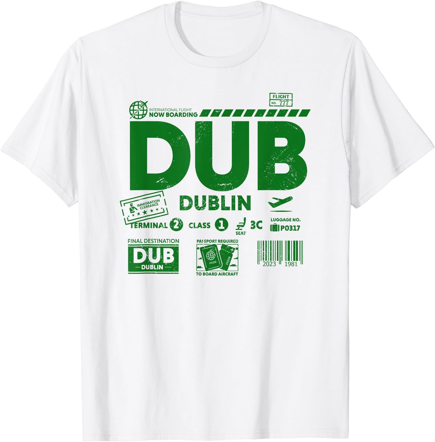 Vintage Dublin DUB Airport Code Travel Day Retro Travel T-Shirt
