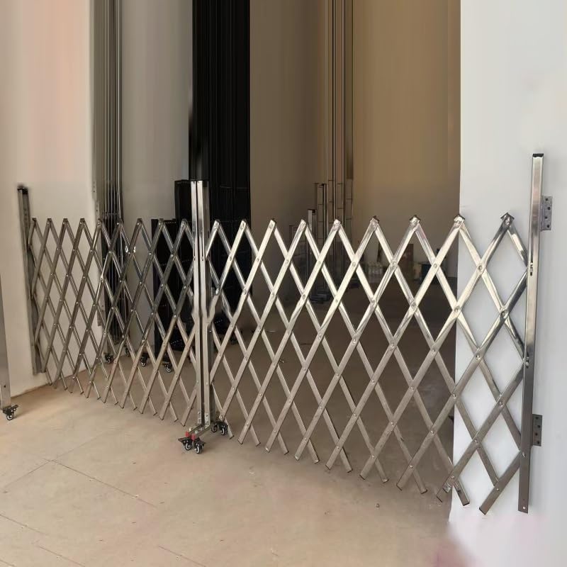 Industrial Folding Security Door 1.2x4m Accordion Steel Gate with Universal Wheels Flexible Expandable Barrier for Garages and Gardens - Durable & Versatile ution