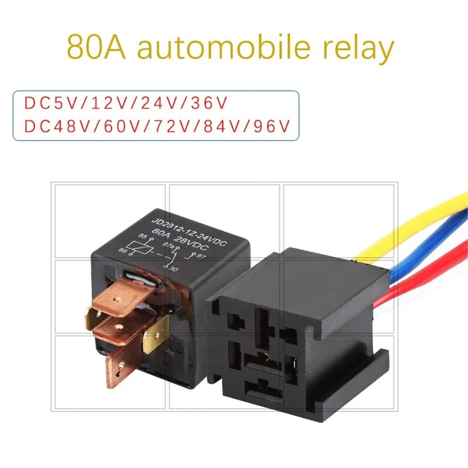 Alta Potencia 80A del relé de automóvil 12V24V4 Pines Relé de Pierna Ancha de Alta Corriente de 5 Pines(5-Pin 12V)