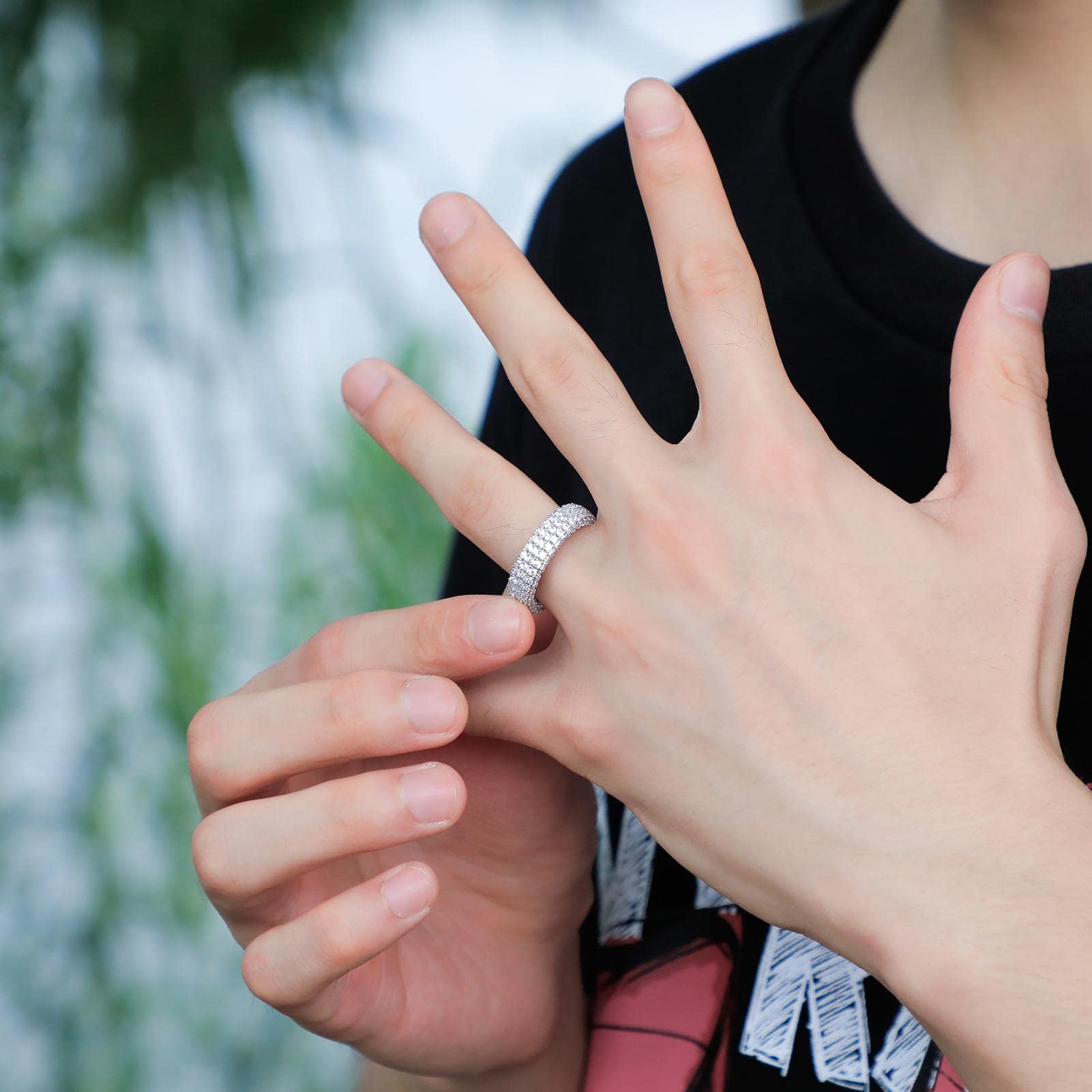 Hip Hop Ringe Rock Herren Ring Luxus Silber Farbe Full Bling Iced Out Cubic Micro Gepflasterte CZ Ringe Hochzeit Schmuck Geschenk