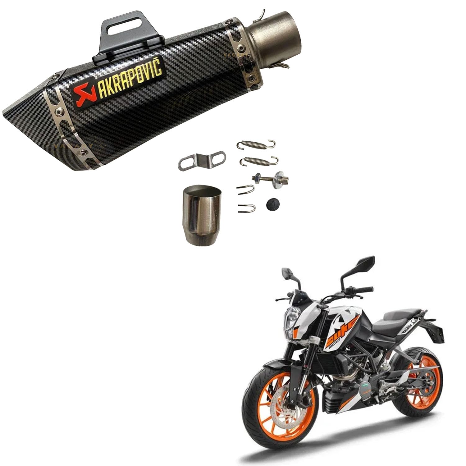Vagary Carbon Acrophobic Exhasut Universal Hexa Cut,Stainless Steel Slip On Exhaust Silencer For KTM Duke 200, 390-image-7