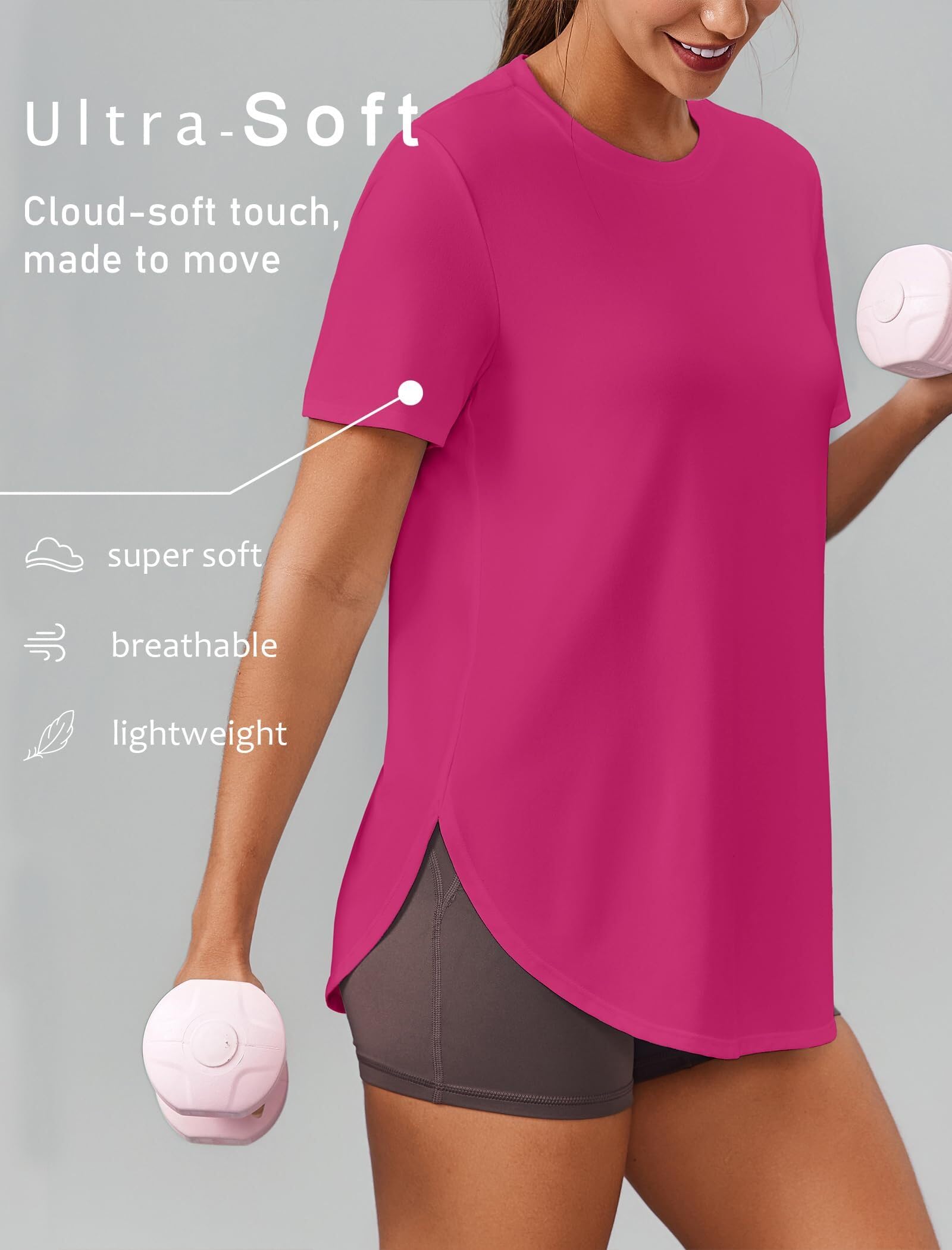 PINSPARK Camiseta deportiva de manga corta cuello redondo mujer funcional senderismo correr