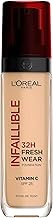 L'Oréal Paris makeup, waterproof and long-lasting liquid foundation with SPF 25, Infaillible 32H Fresh Wear makeup, No. 220 sand, 30 ml