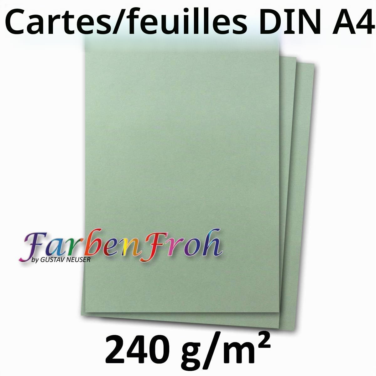 50x A4 Carton-carte - couleur: eucalyptus (vert) - 210 x 297 mm - 240 g/m² - Papier tonique Carton photo Papier de bricolage Carton d'argile - FarbenFroh by GUSTAV NEUSER