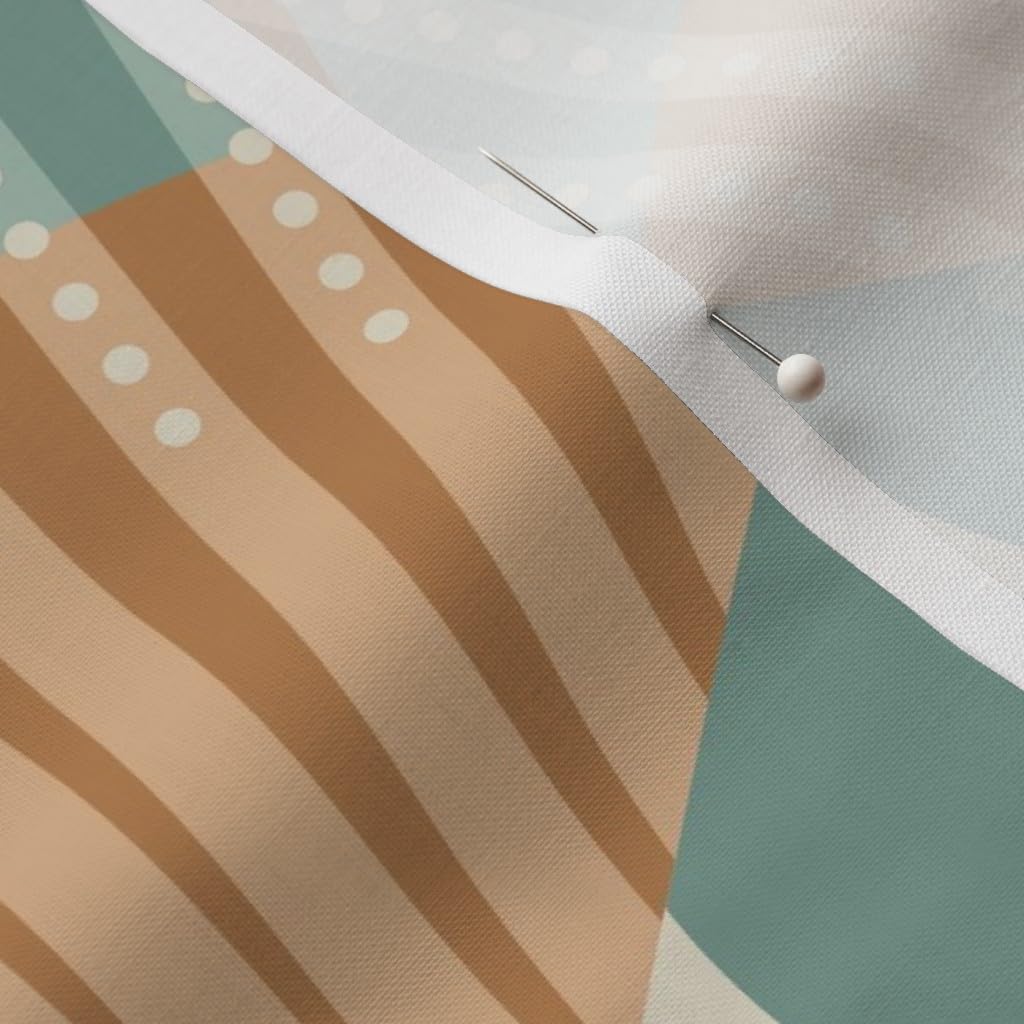 Spoonflower Fabric - Art Deco Heron Teal Copper Orange Large Scale Retro Geometric Sunset Printed on Petal Signature Cotton Fabric Fat Quarter - Sewing Quilting Apparel Crafts Decor