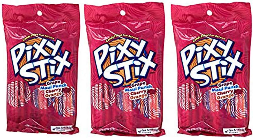 Pixy Stix Party Favor Pack of 3 – Contains About 150 Pixy Stix Candy Filled Fun Straws