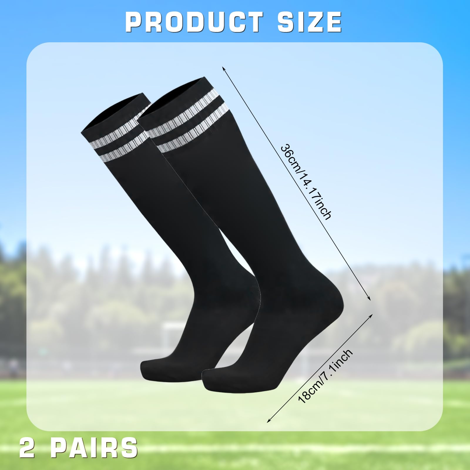 Chaussettes de Football Enfant Noires pour Garçons Filles 5-12 Ans