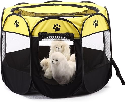 Miniatura 7 de S-Lifeeling Corralito plegable para mascotas, perrera extraíble, perro, gato, conejo, malla, cubierta de malla, portátil, impermeable, plegable,