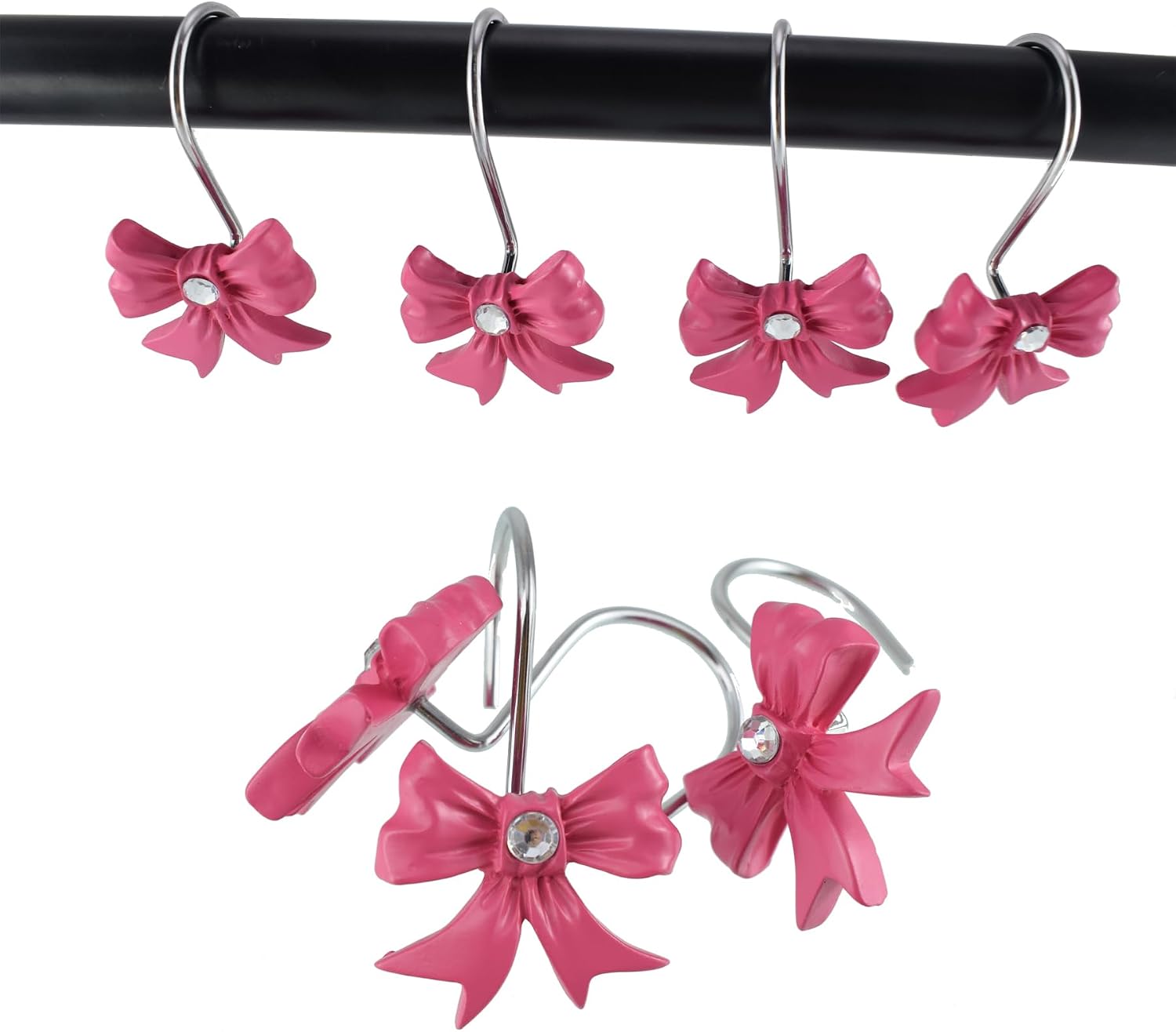 12PCS Red Shower Hooks for Shower Curtain Cute Plastic Shower Curtain Hook Rust Proof Rings Shower Clips for Curtains image 5
