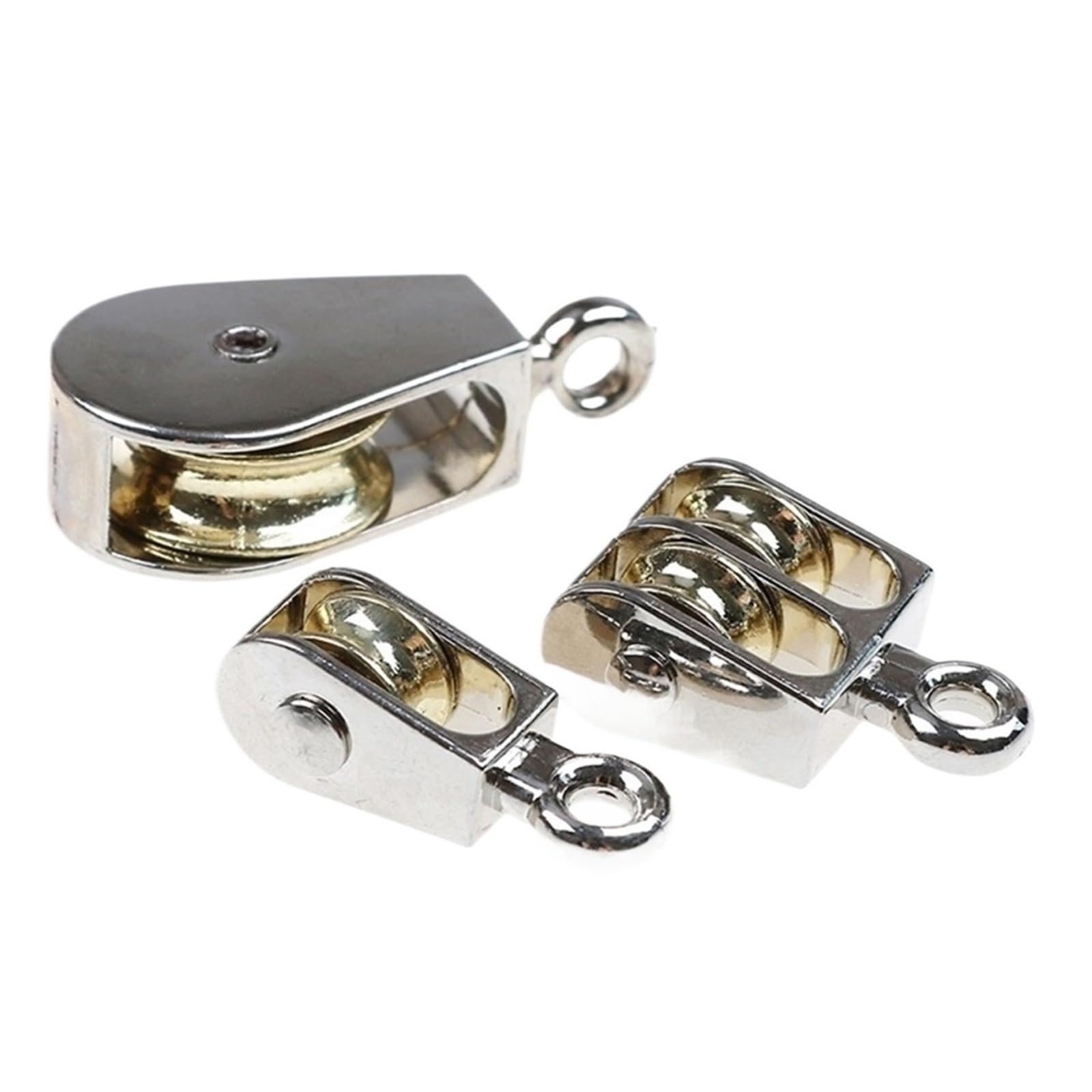 Sistema de polea fija de aleación de zinc de 36-75 mm, polea de metal doble para cuerda lisa, resistente, ideal para uso en el hogar, garaje y taller, fácil instalación