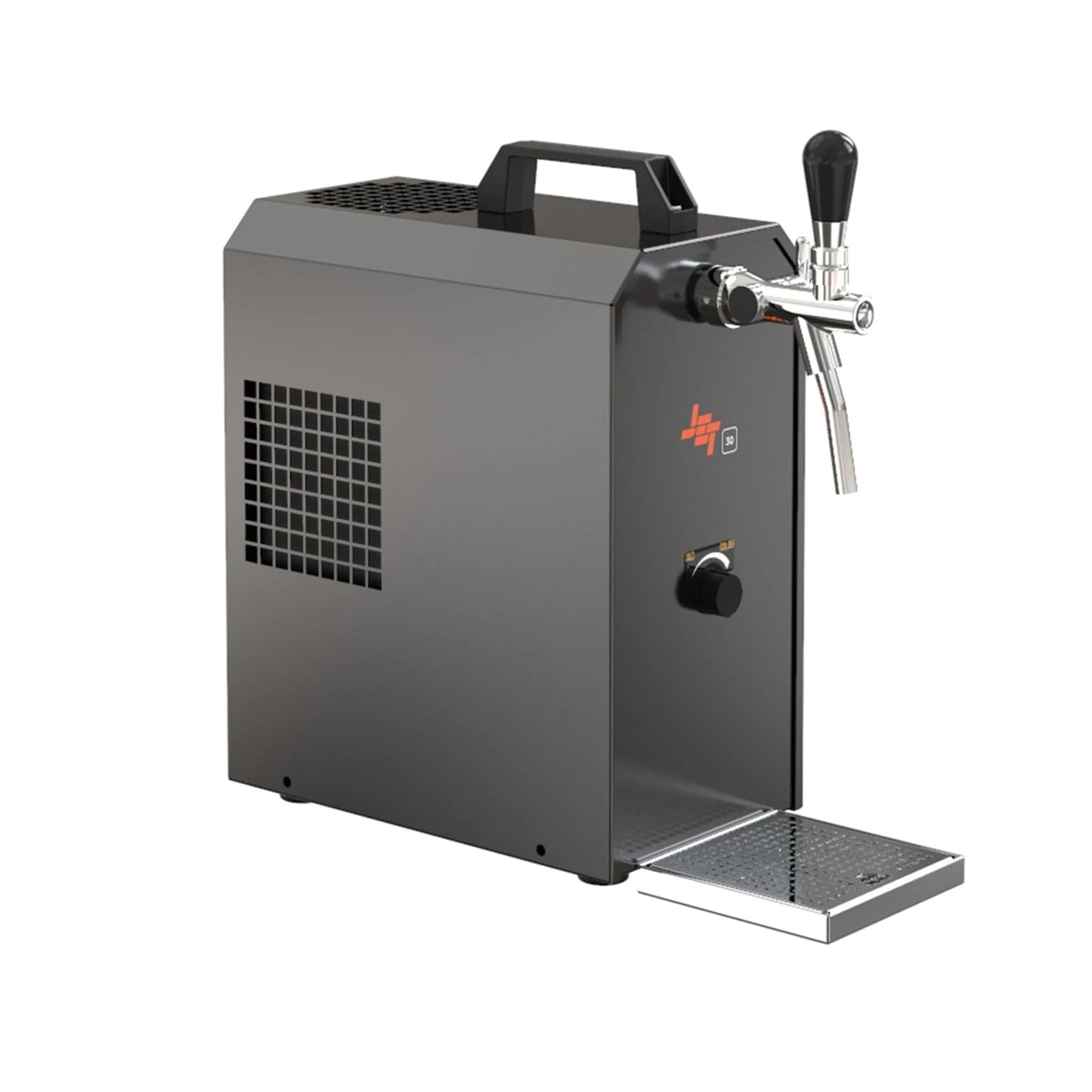 Sistema de tiro de cerveza Jet 30 bajo mostrador, enfriador en línea de 1 línea, enfriador seco, hasta 35 L/h, con columna, regulador CO2, botella 2 kg, juego de todo cabezal