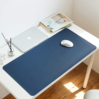 Alfombrilla de escritorio para ordenador portátil, multifuncional, de piel sintética, impermeable, resistente a los arañazos, color Azul Marino. 100X50cm