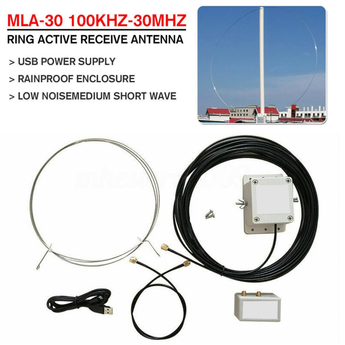 iplusmile Antenne de Réception Active Mla-30 à Ondes Moyennes Installation Facile, Motif de 8, Plastique Solide, pour Balcon et Toit
