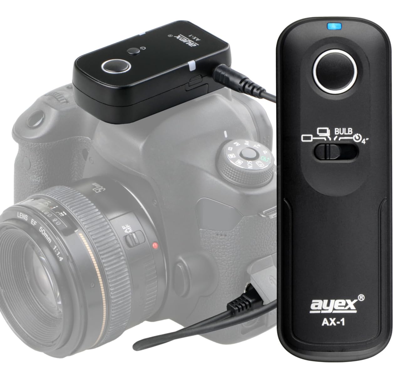 ayex AX-1 zdalny wyzwalacz radiowy kompatybilny z Nikon DC3, bezprzewodowy wyzwalacz aparatu o zasięgu 100 m, 2,4 GHz, obraz seryjny 3,5 mm TRRS