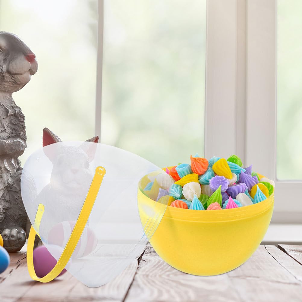 Artibetter 2 Uova di Pasqua Giganti: 25 Cm, Aperte in Alto con Manici per La Caccia Pasquale - Sacchetti di Plastica Giganti Riempibili