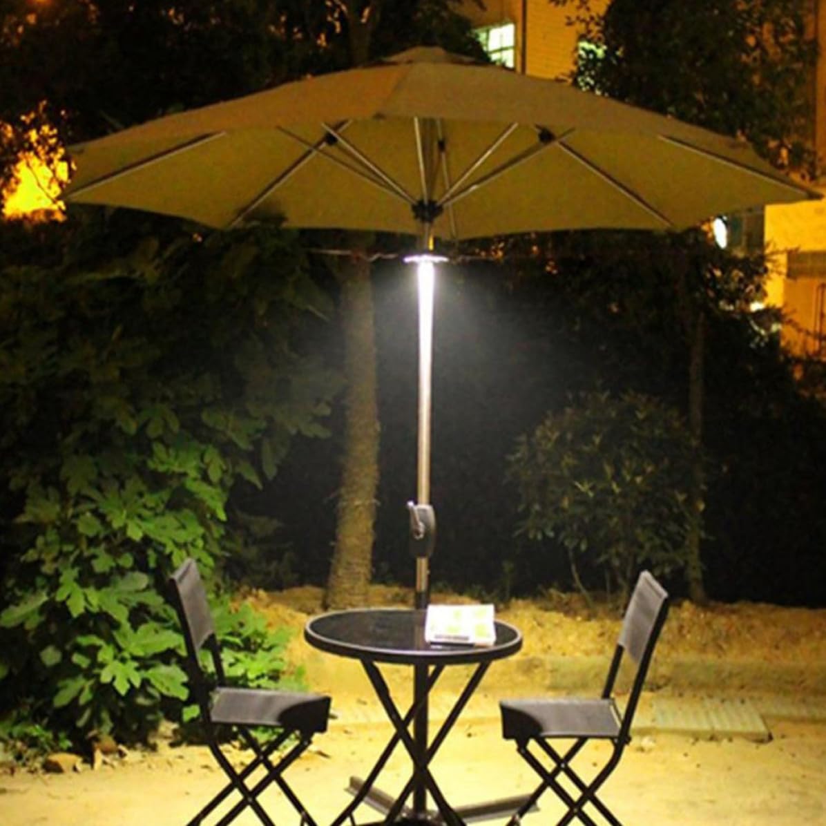 Vaguelly Lampada campeggio LED da esterno, luce portatile in ABS nero per ombrelloni, adatta a casa e campeggio, uso sicuro per attività notturne