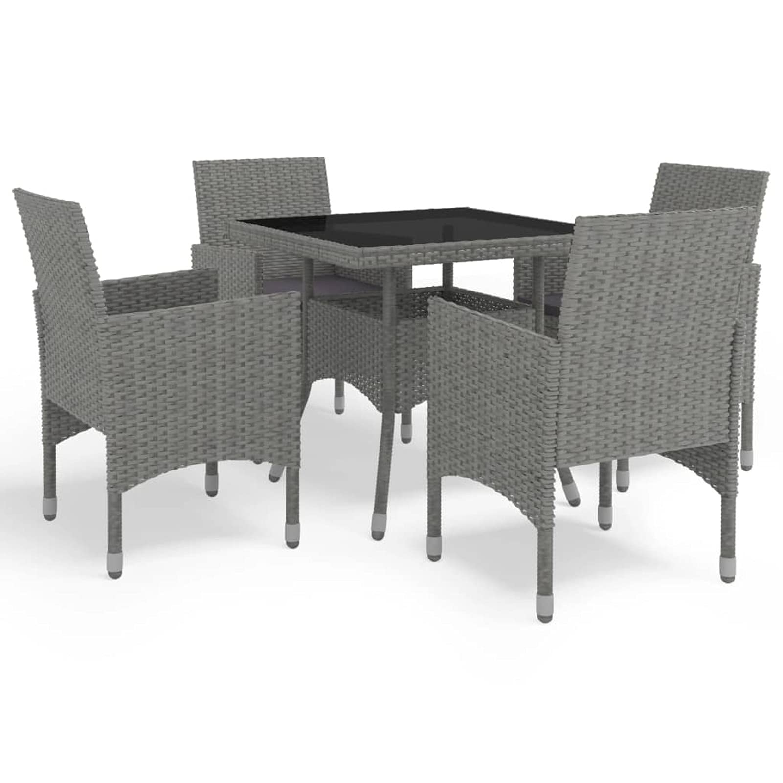 Salon de jardin en résine tressée Homgoday avec table en verre
