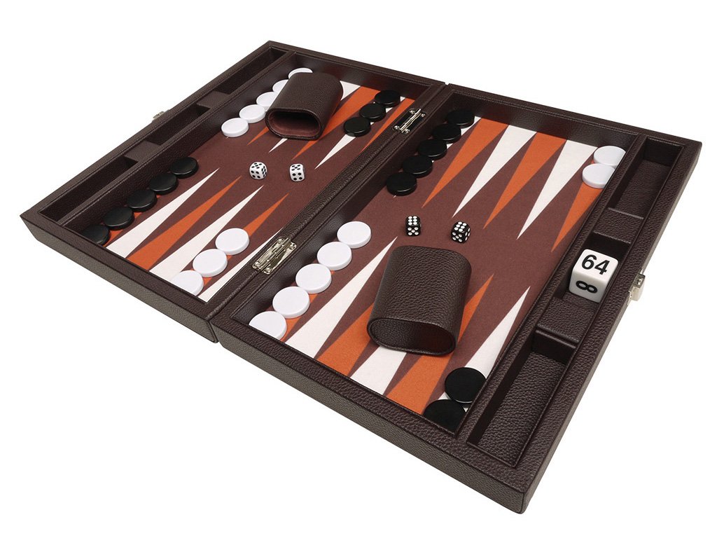 Silverman & Co. Backgammon da viaggio Premium da 33 cm, marrone scuro, 2 giocatori, età 12+