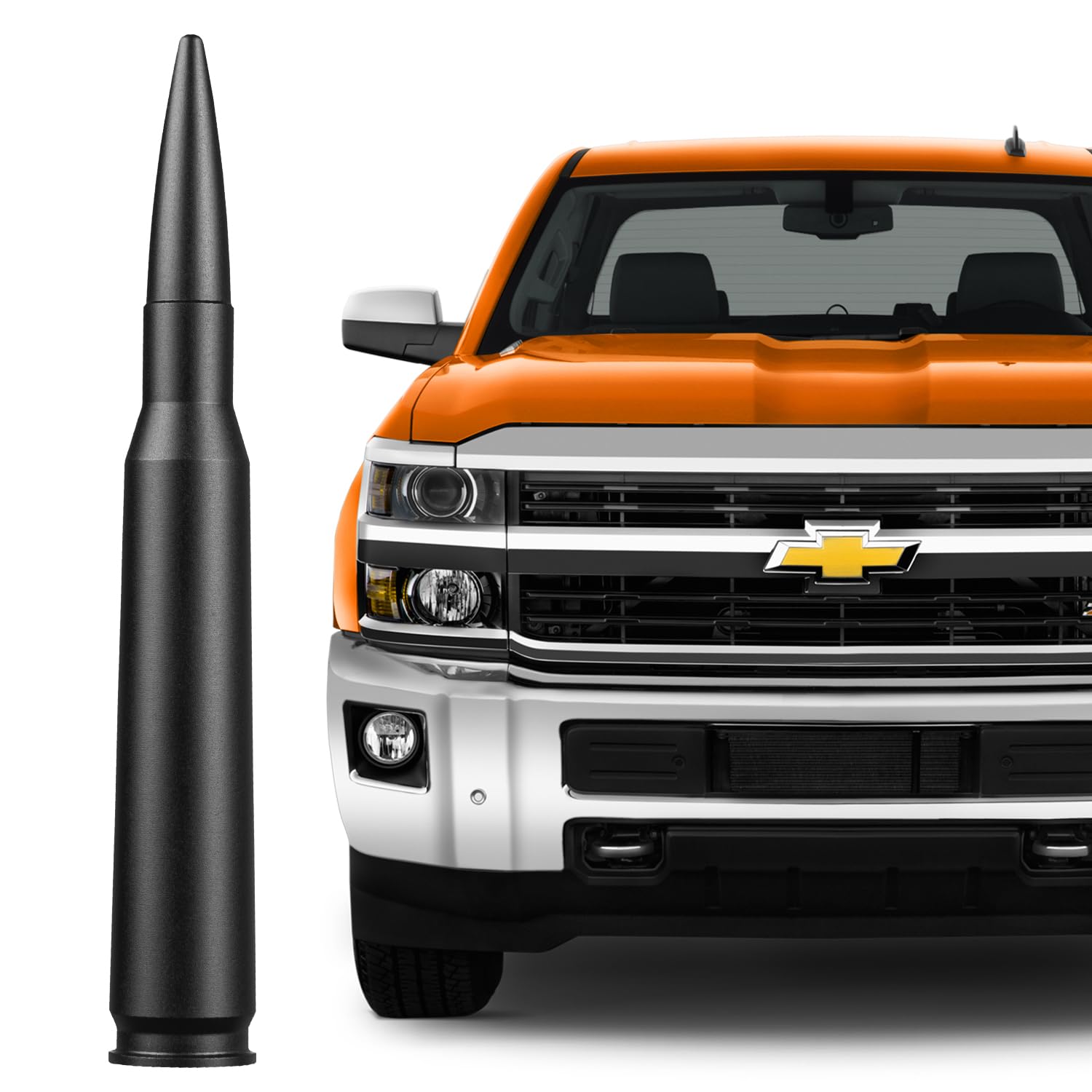 TMS 50 Cal Short Antenna for 1999-2024 Chevy Chevrolet Silverado 1500 2500 3500, 1999-2024 GMC Sierra 1500 2500 3500, Matte Black Truck Radio Antenna