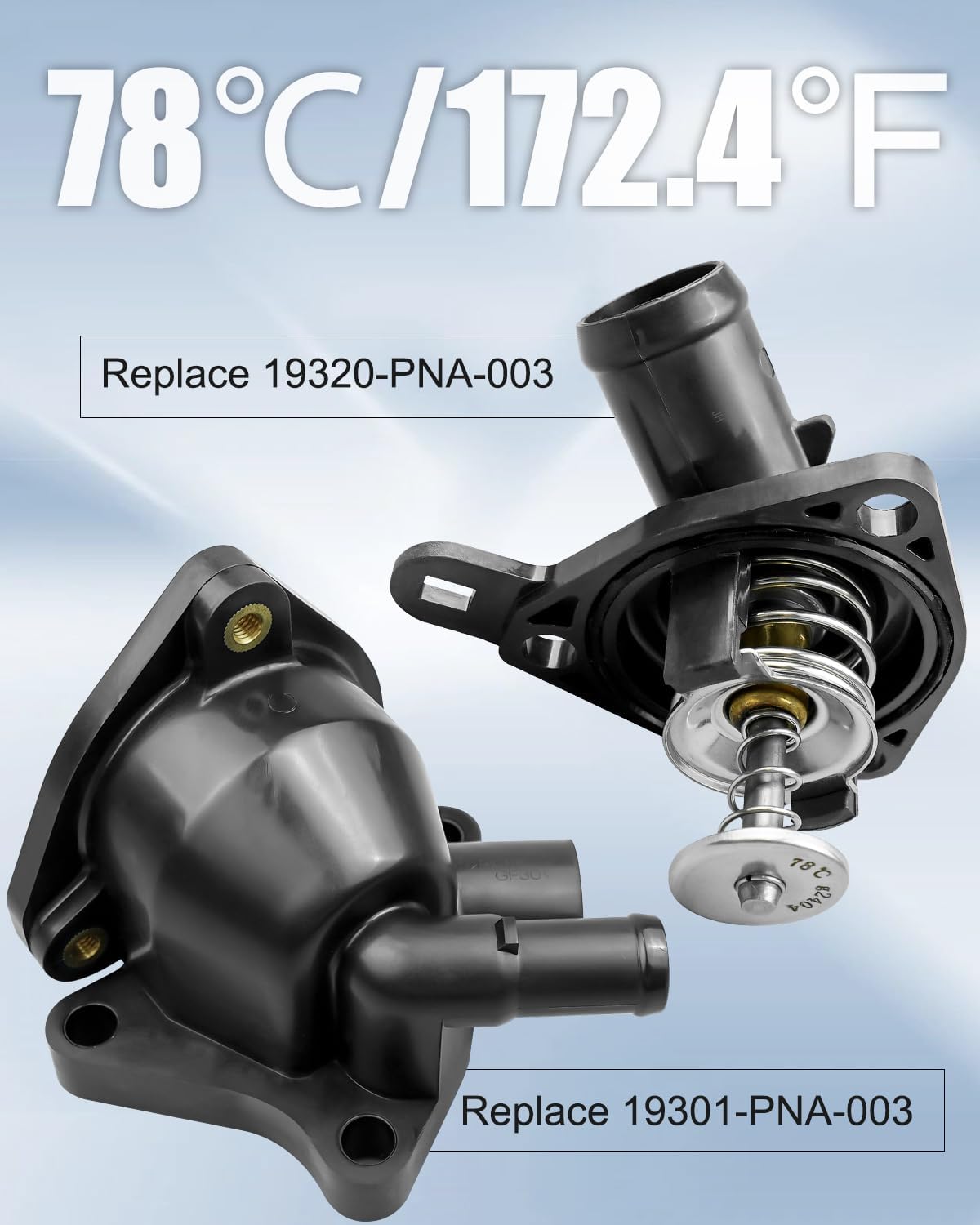 Engine Coolant Thermostat Housing Assembly Fit for Honda Civic CR-V Acura RSX 2002-2006, Replace 19320-PNA-003 19301-PNA-003