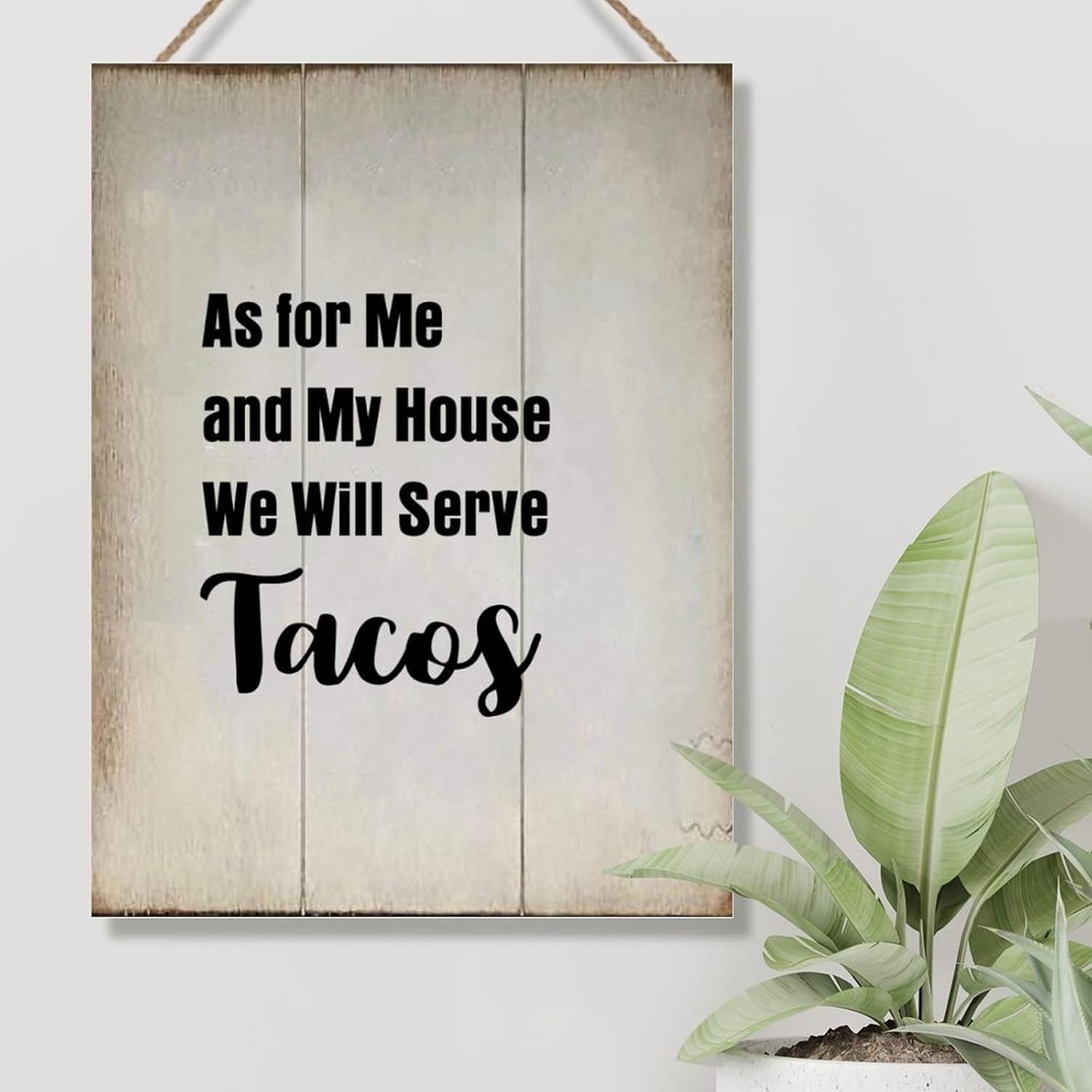 Wood Sign with Quotes As for Me and My House We Will Serve Tacos Wood Wall Art Signs Bible Religious Christian Wooden Sign Plaque Vintage Wall Art Sign 18x24in Birthday Gift to Friends