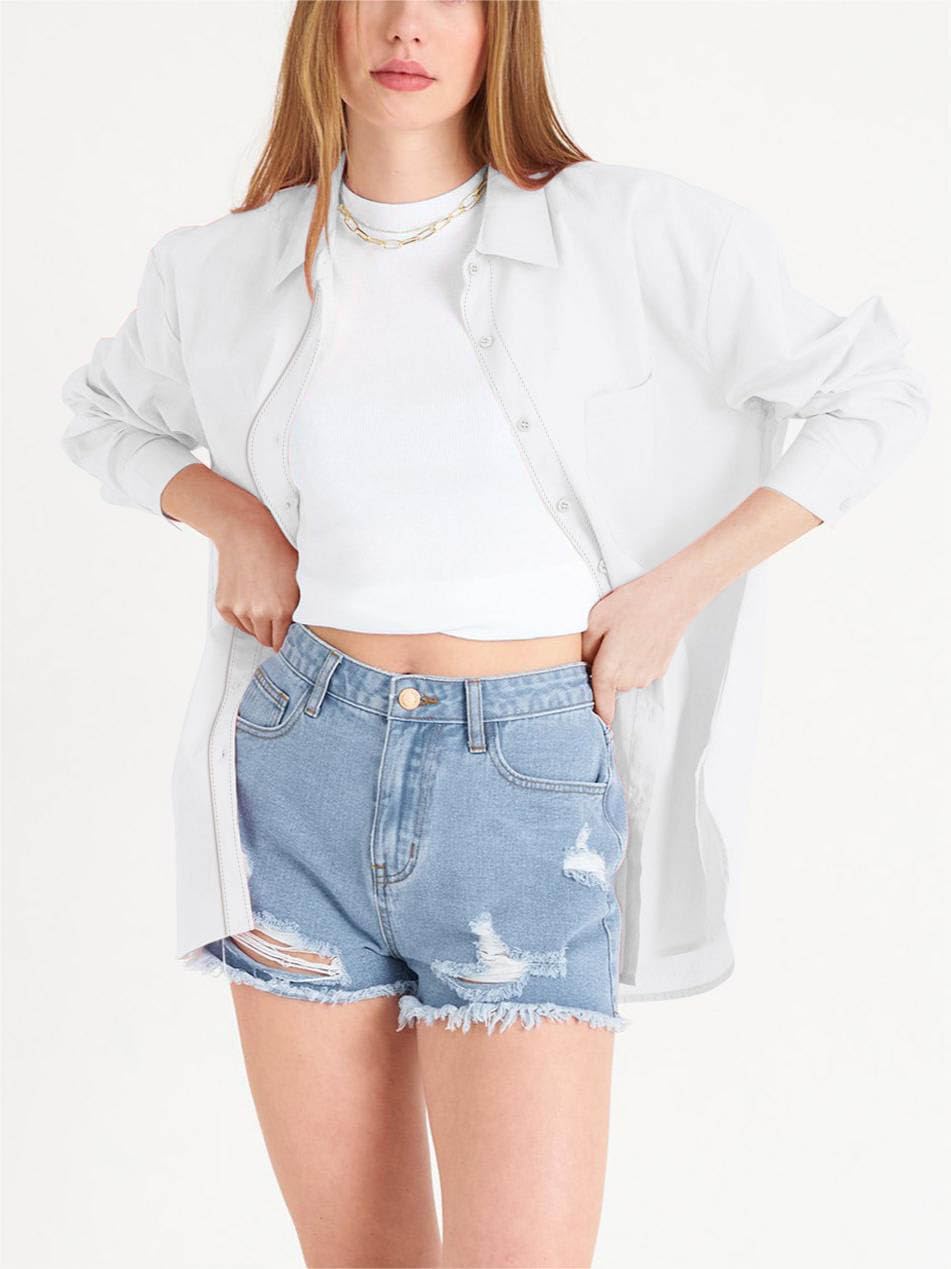 Paintcolors Womens Button Down Shirts Long Sleeve Dressy Casual Blouses Button Up Collared Shirts Tops for women-White03 L - Image 4