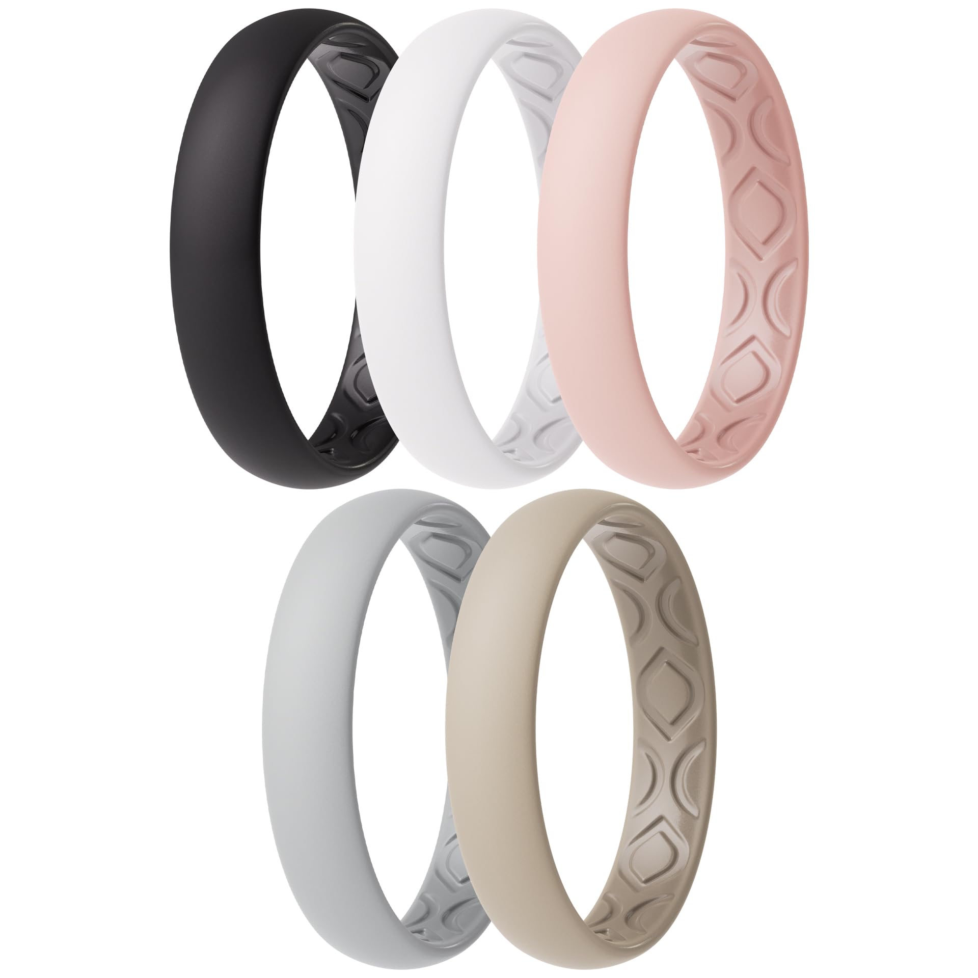 ThunderFit Women Breathable Silicone Bridal Rings Sets For Her, 4mm Wide