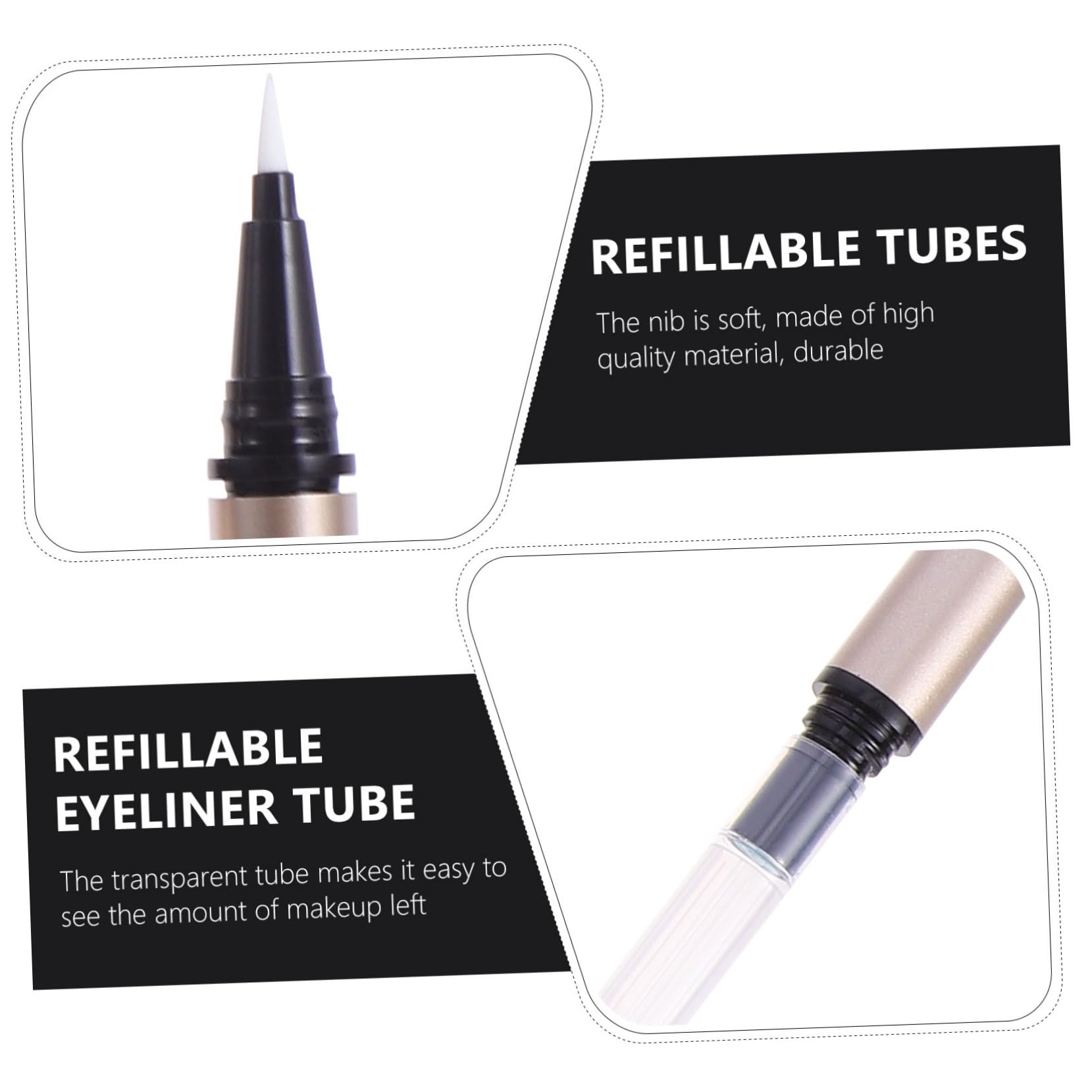 Alipis 5 Tubos Delineadores de Ojos Recargables para Almacenar y Rellenar de 1ml Pack de 5 Piezas en Plástico Dorado Adecuado para Mercados y Minoristas Cosméticos