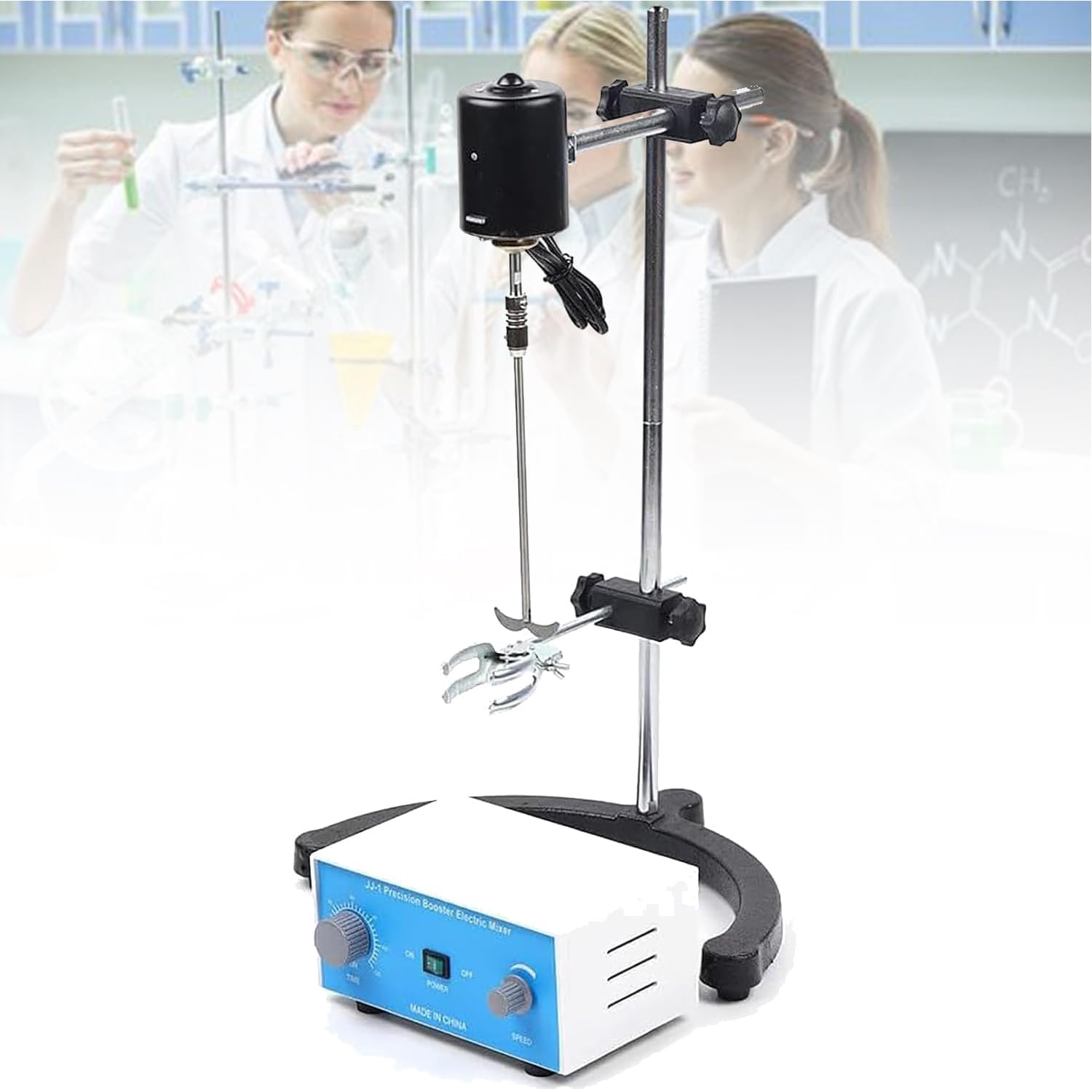 Agitador eléctrico con velocidad ajustable y temporizador, para laboratorio, químico, farmacéutico, mezcla de alimentos