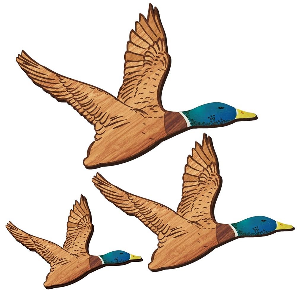 Quystetes Wooden Ducks Wall Decor Rustic Flying Birds Wall Decor Carved Wood Wall Art for Home