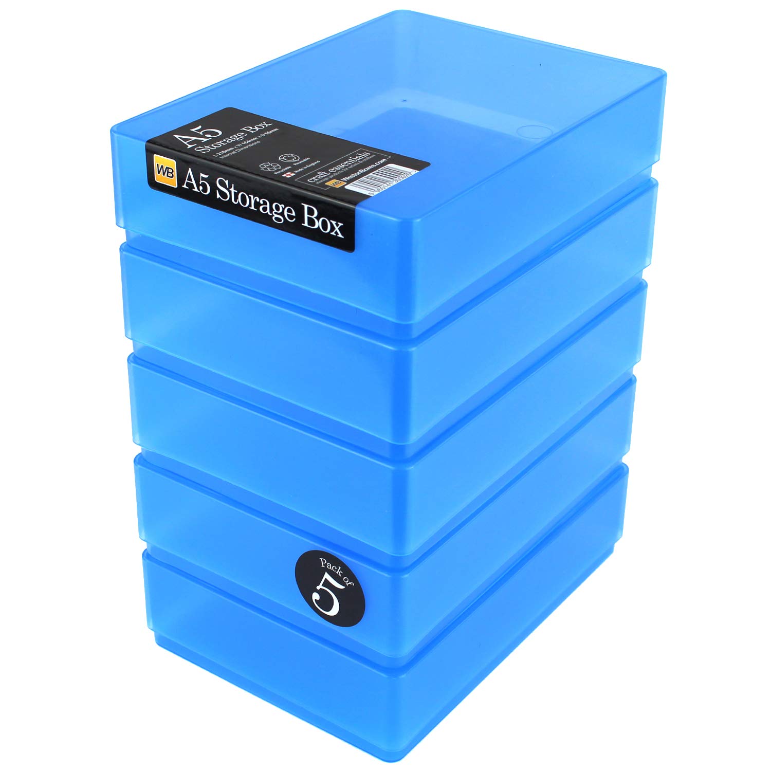 Westonboxes Blue A5 Colourful Storage Box With Lid, Craft And Office Storage
