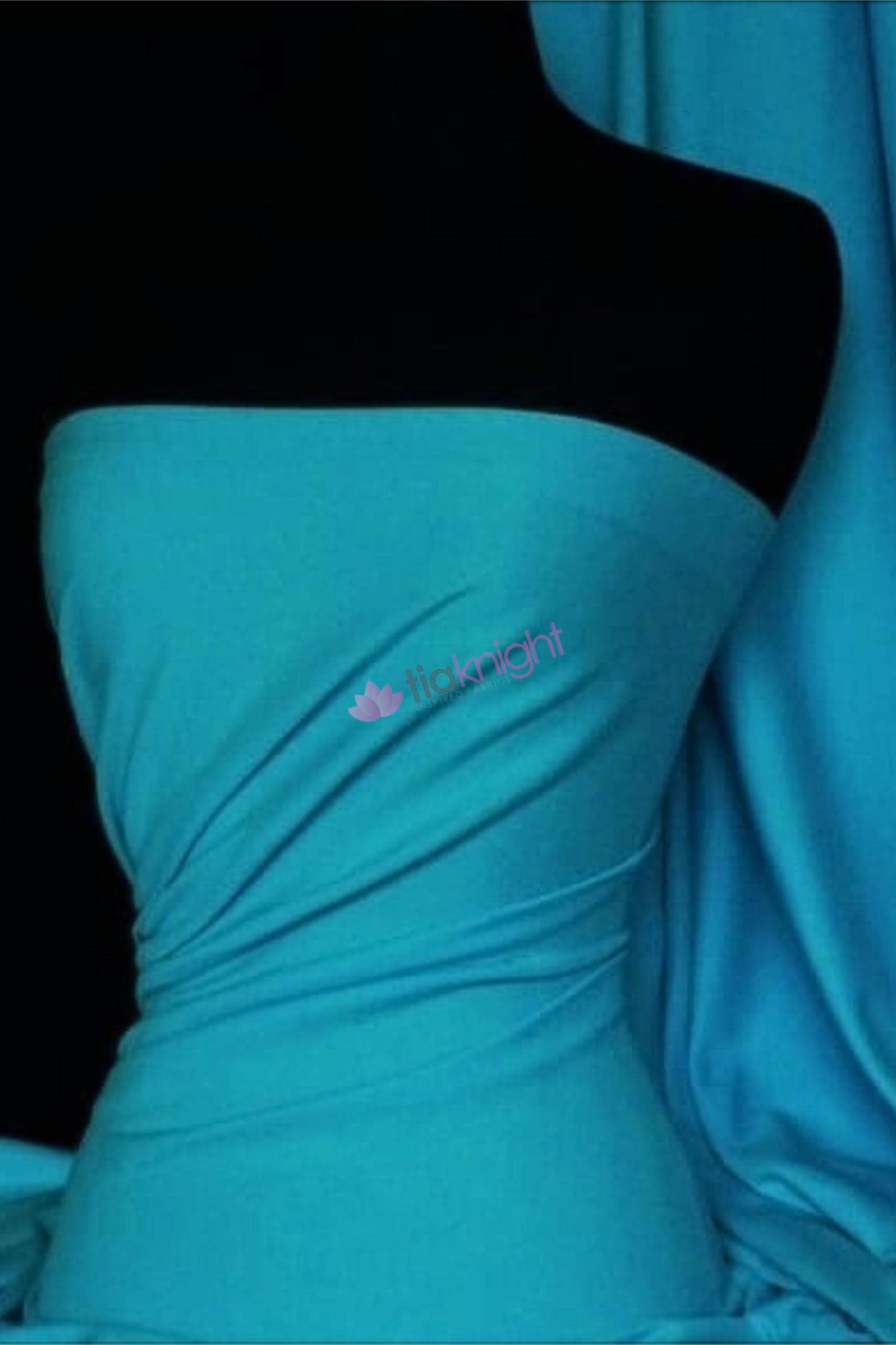 Soft Fine 1x1 Rib 100% Cotton Knit Jersey Fabric | Soft T-Shirt Material | Over 50 Colours | Oeko-Tex Certified | Same Day Dispatch | by Tia Knight (Q61) (Dark Turquoise)