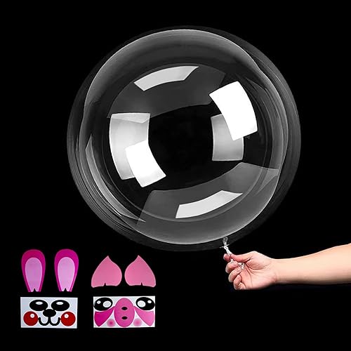 Globos Bobo de 20 pulgadas, globos de burbujas, 39 globos transparentes para rellenar con 2 calcomanías, globos de relleno transparentes para