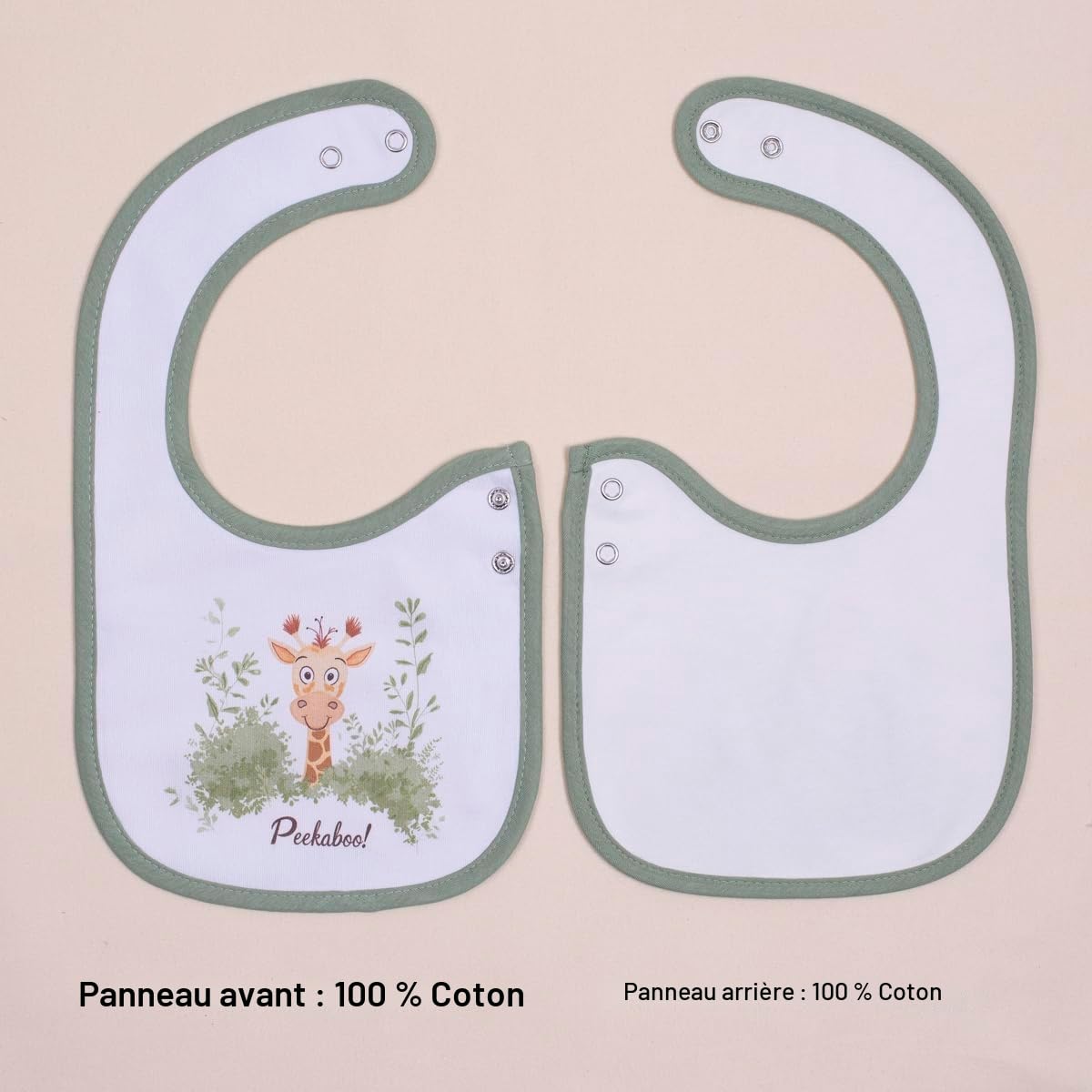 Lot de 6 bavoirs imperméables en coton avec imprimé animal et fleurs pour filles et garçons pour baver et manger avec boutons réglables