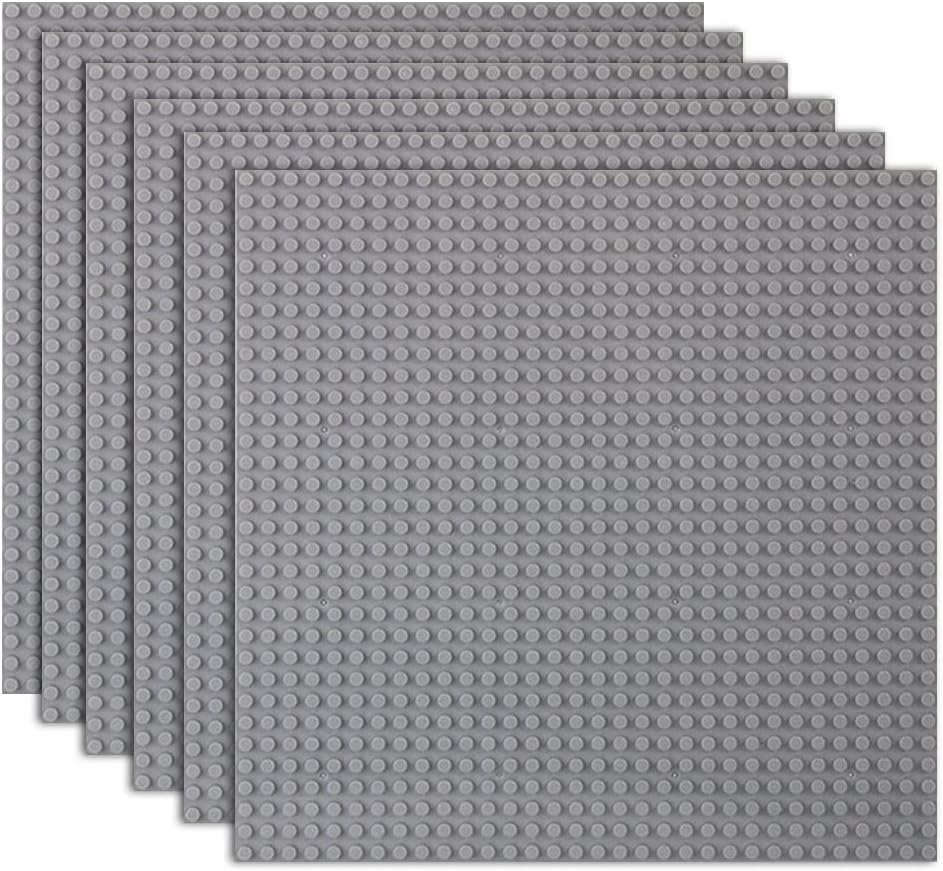 6 PCS Classic Baseplate 10''x10'' for Building Bricks 100% Compatible with All Major Brands, Square 32x32 Landscape Open-Ended Imaginative Play Kids Aged 3 and up, 32x32 Light Gray-6 Piece