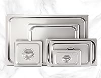 Vista 5 de CURTA Paquete de 6 cubiertas de sartén de mesa de vapor de tamaño 1/4 con asa, NSF, tapa de bandeja de hotel, tapa de comida de catering