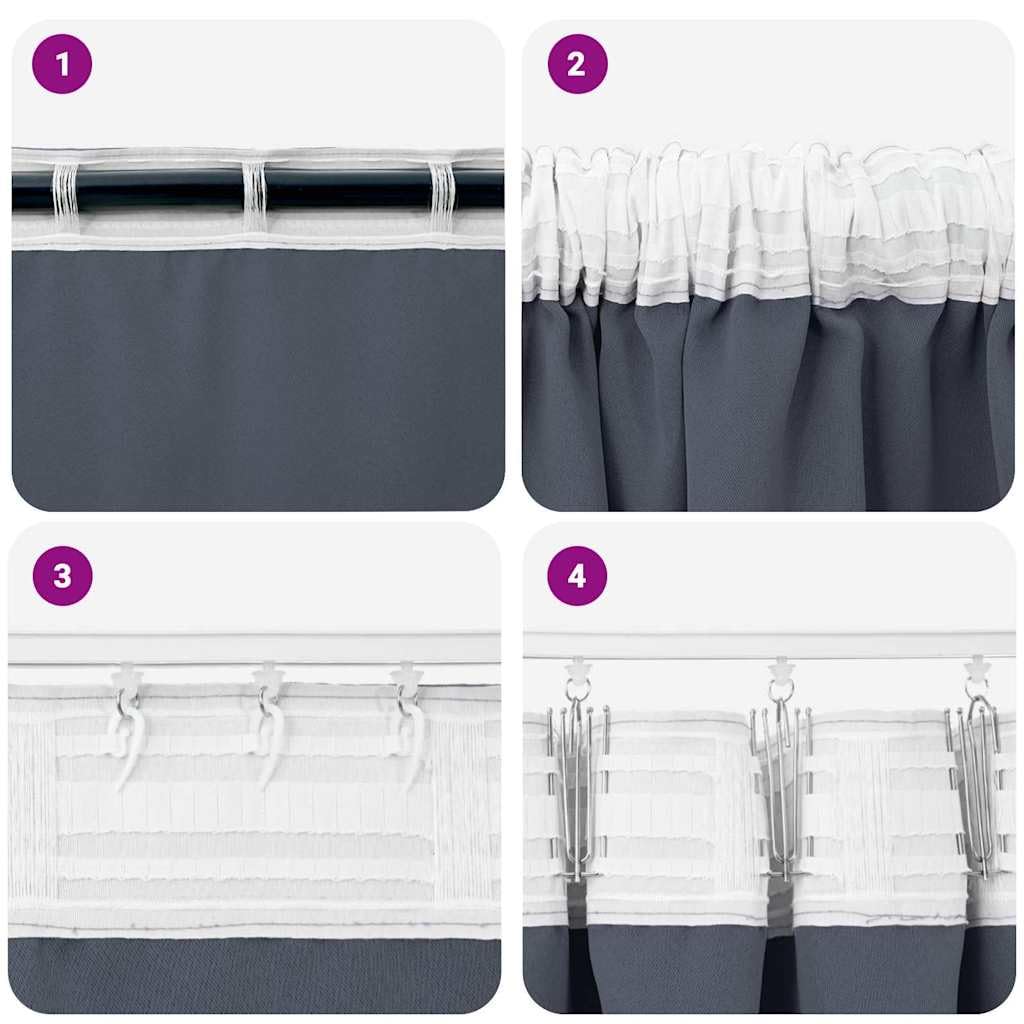 Verdunkelungs-Vorhänge mit Ringen, 2 Stück Anthrazit 225 x 140 cm, Polyester Gardine mit Ösen und Schlaufen, Blickdicht, Lichtdurchlässig, Thermo- und Sichtschutz für Wohnzimmer Schlafzimmer