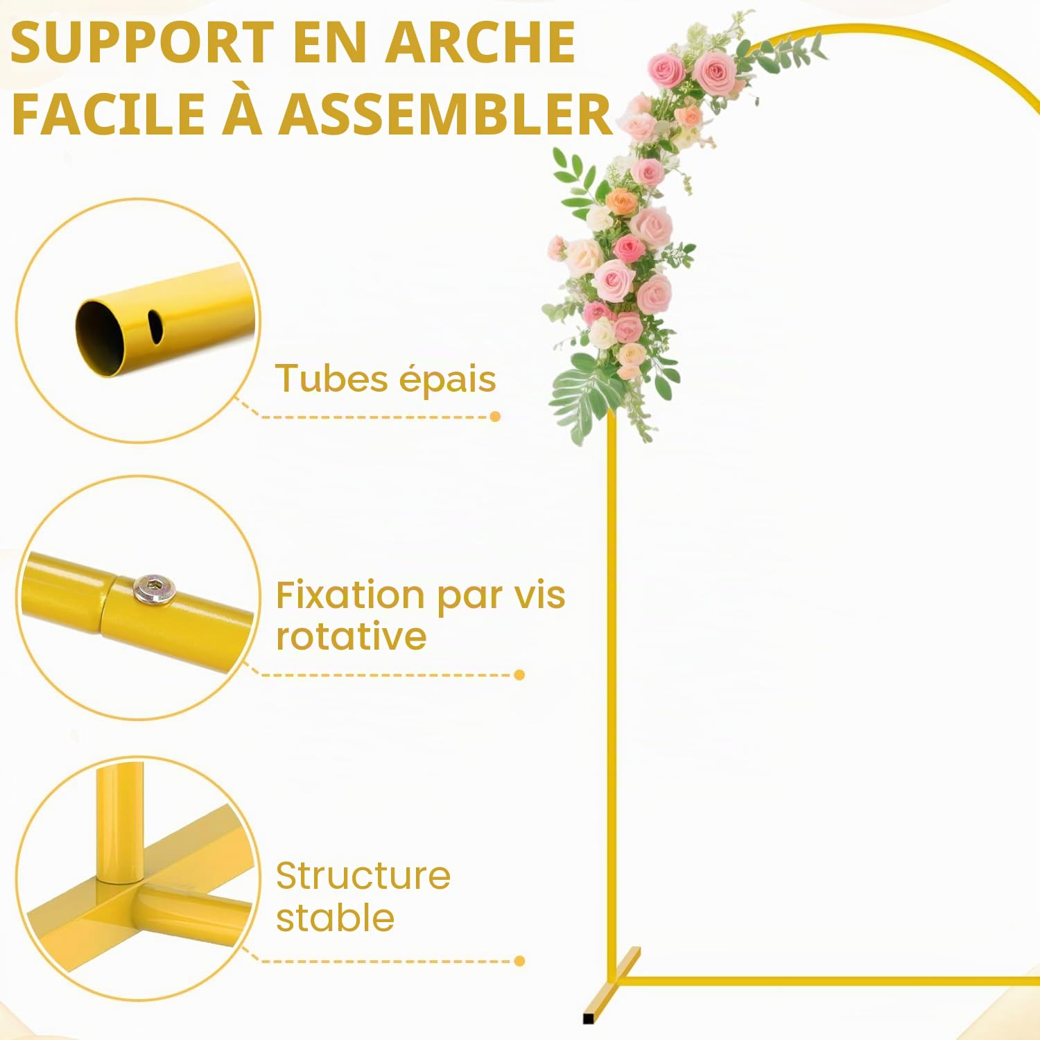 FUHSY Arche de fond, en forme d'arc, blanc, avec kit de couverture, 2,2 m, double face, pour décoration de mariage, fête