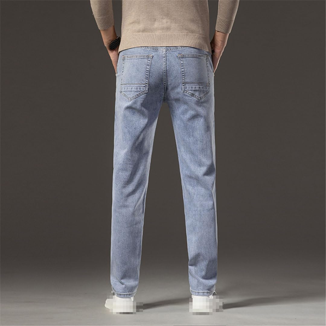 Vogrtcc Pantalones Vaqueros Ajustados para Hombre, Rectos, Informales, De Negocios, Elásticos, De Mezclilla