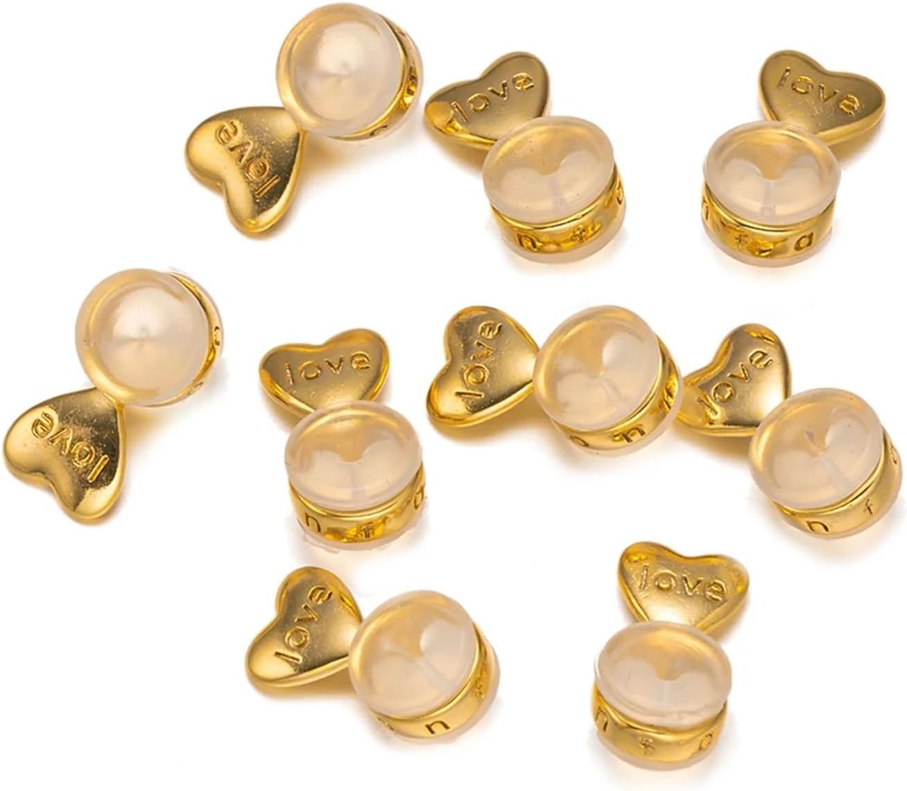 Earrings Backs for Studs 60 Pcs Heart Love Silicone Earring Lifters Back Adjustable Replacement for Stud Droopy Heavy Ear Jewelry Hypoallergenic Accessory(Silver)