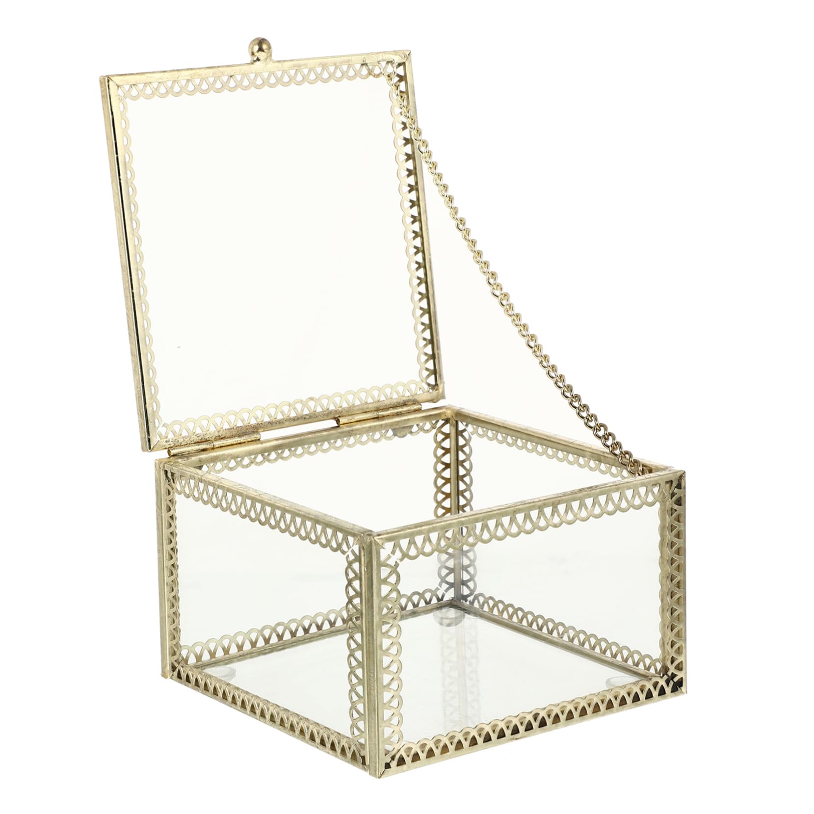 Boîte à bijoux décorative pour salon et bureau coffret carré en verre transparent