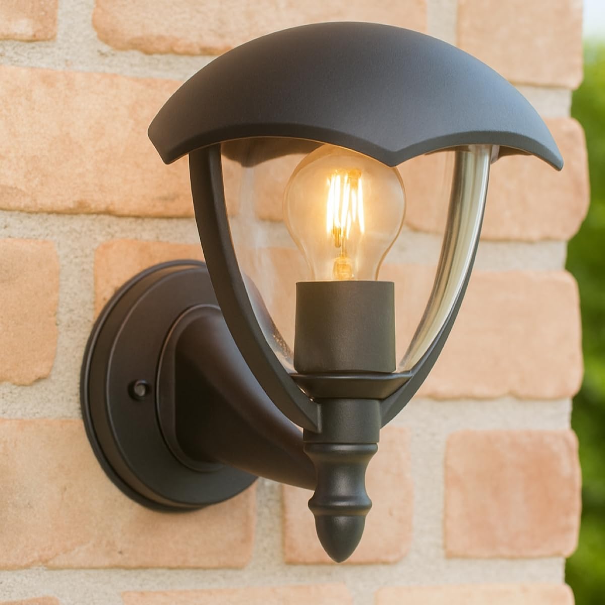CGC Lighting Black Curved Coach Lantern Outdoor Wall Light Garden Porch Patio Contemporary Vintage Retro Modern