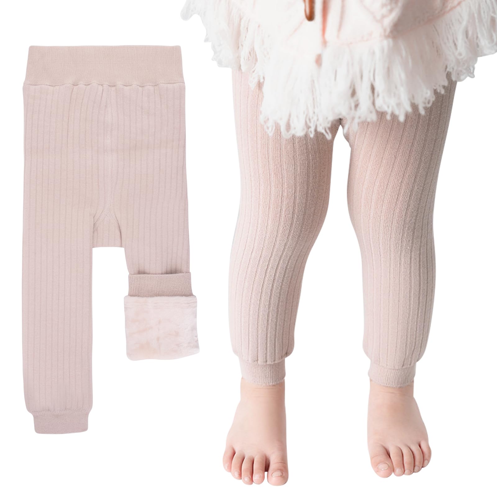 Leggings foderati in pile per bambine, invernali, caldi, in velluto, a maglia, termici, 1-6 anni