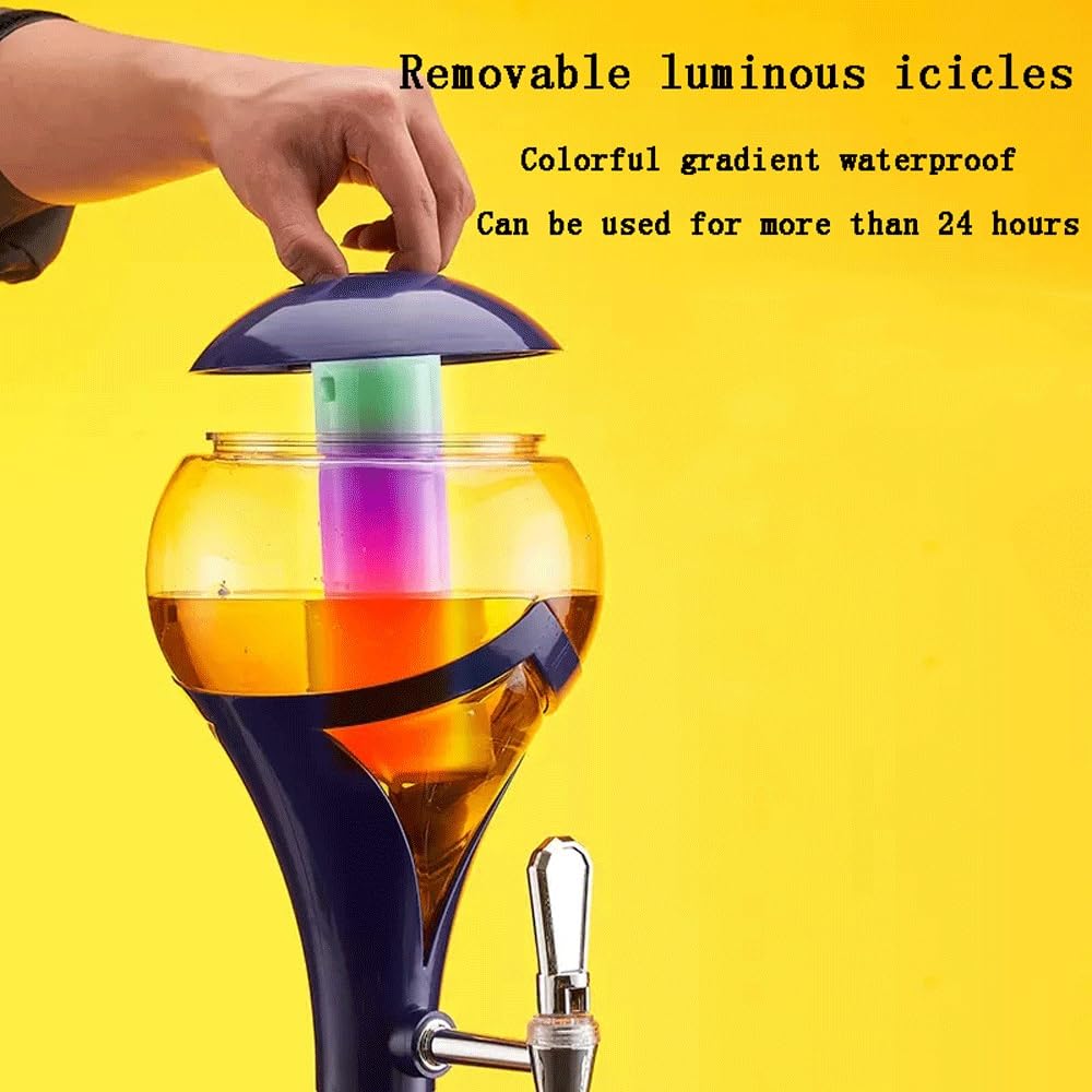 Dispensador de bebidas ower Dispensador de licor esférico creativo de la Copa del Mundo 3L Grifo de cerveza portátil Barril de cerveza Dispensador de torre de bebidas de mesa con tubo de hielo y luz L