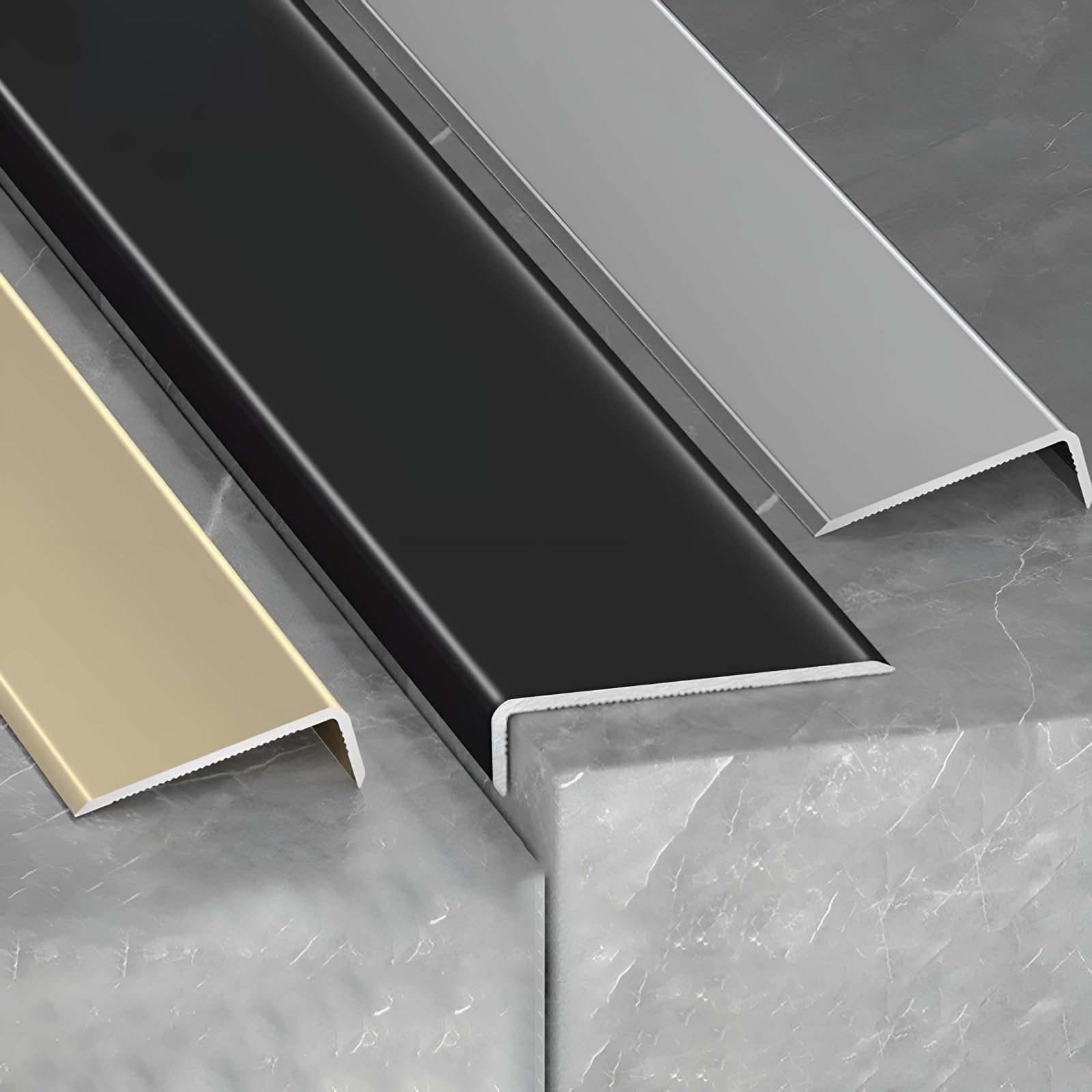 Tiras de esquina de seguridad negras para escaleras del hogar pack de 3 perfiles 90 cm