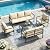 VONZOY 5 Pieces Aluminum Patio Furniture Set Deck Outdoor Furniture 7-Seat Patio Conversation Sets All-Weather Rust-Proof Sectional Sofa Set with Removable Cushion for Deck, Balcony, Yard, Poolside