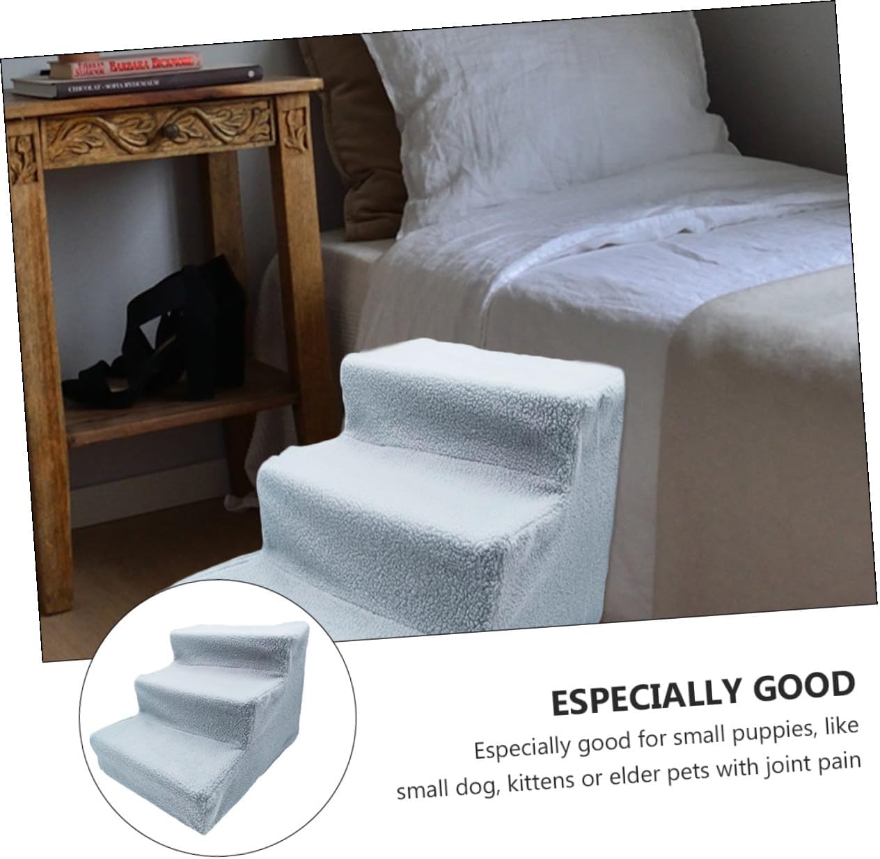 BESPORTBLE Portable Lightweight Pet Steps Ladder for Small Puppies Cats Elder Pets Joint Relief Indoor Ramp for Sofa Bed Couch Grey