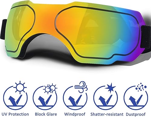 Miniatura 8 de Lentes de sol medianos para perros, con correa ajustable, protección UV, a prueba de victorias, para perros y cachorros, adecuados para perros