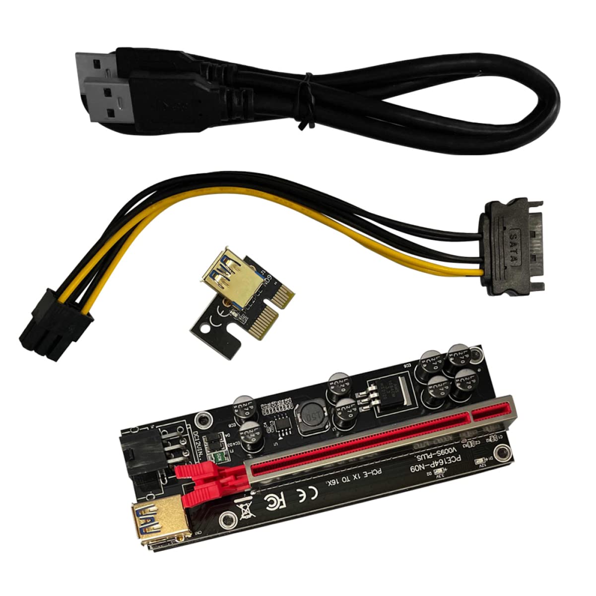 Pci-e 1x to 16x Extender Card Gpu Riser Adapter Pcie Power Cable Extender 6-pin Interface Stable Power Supply