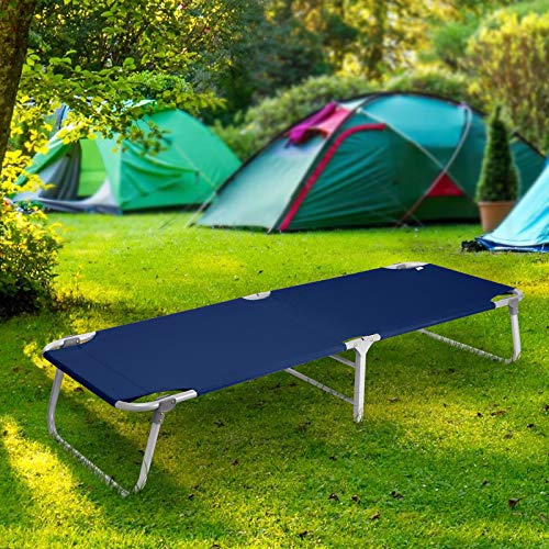 Magshion Portable Military Fold Up Camping Bed Cot with Storage Bag, Navy
